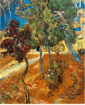  Asylum Canvas - Trees in the Asylum Garden Vincent van Gogh